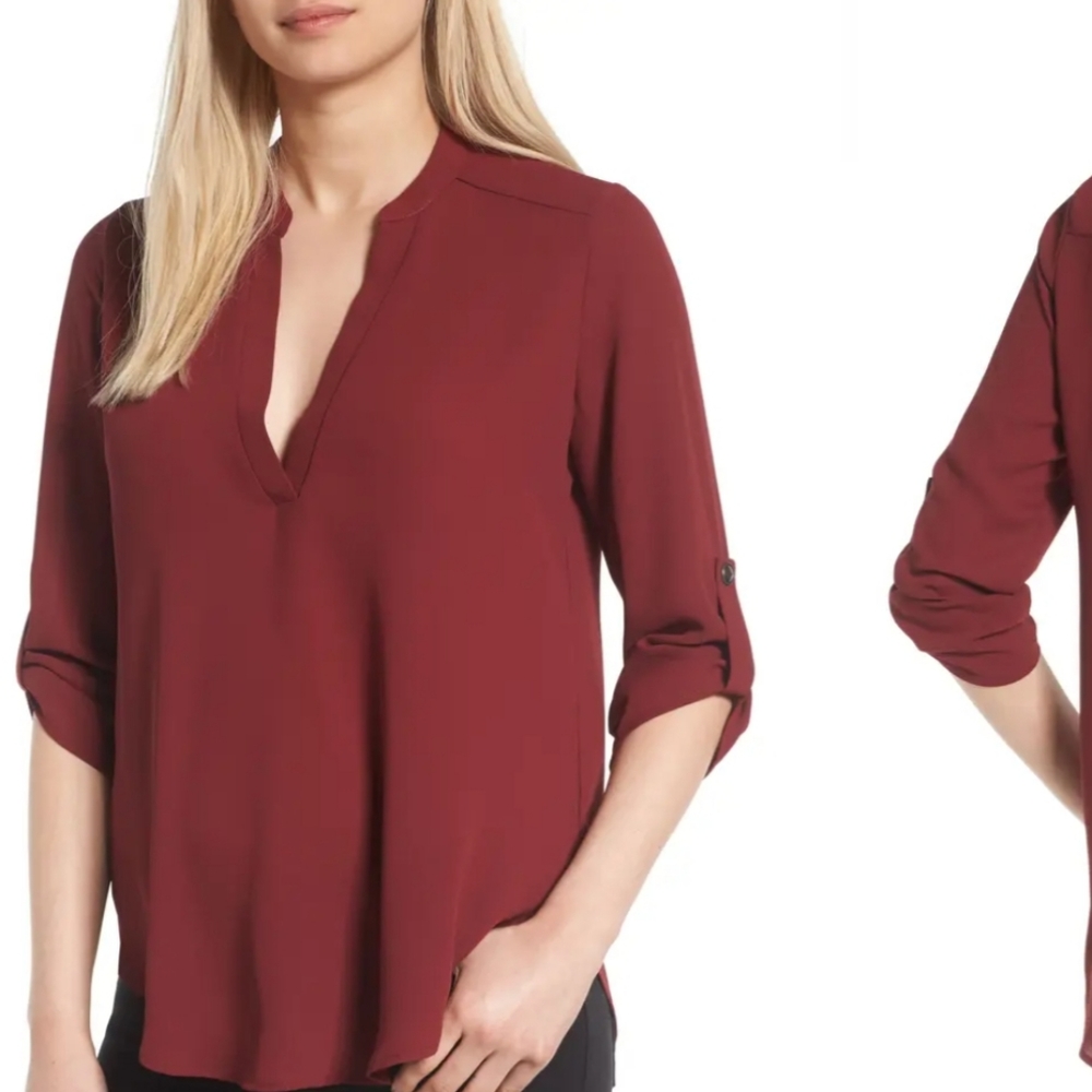 Lush Roll Tab Sleeve Woven Shirt
